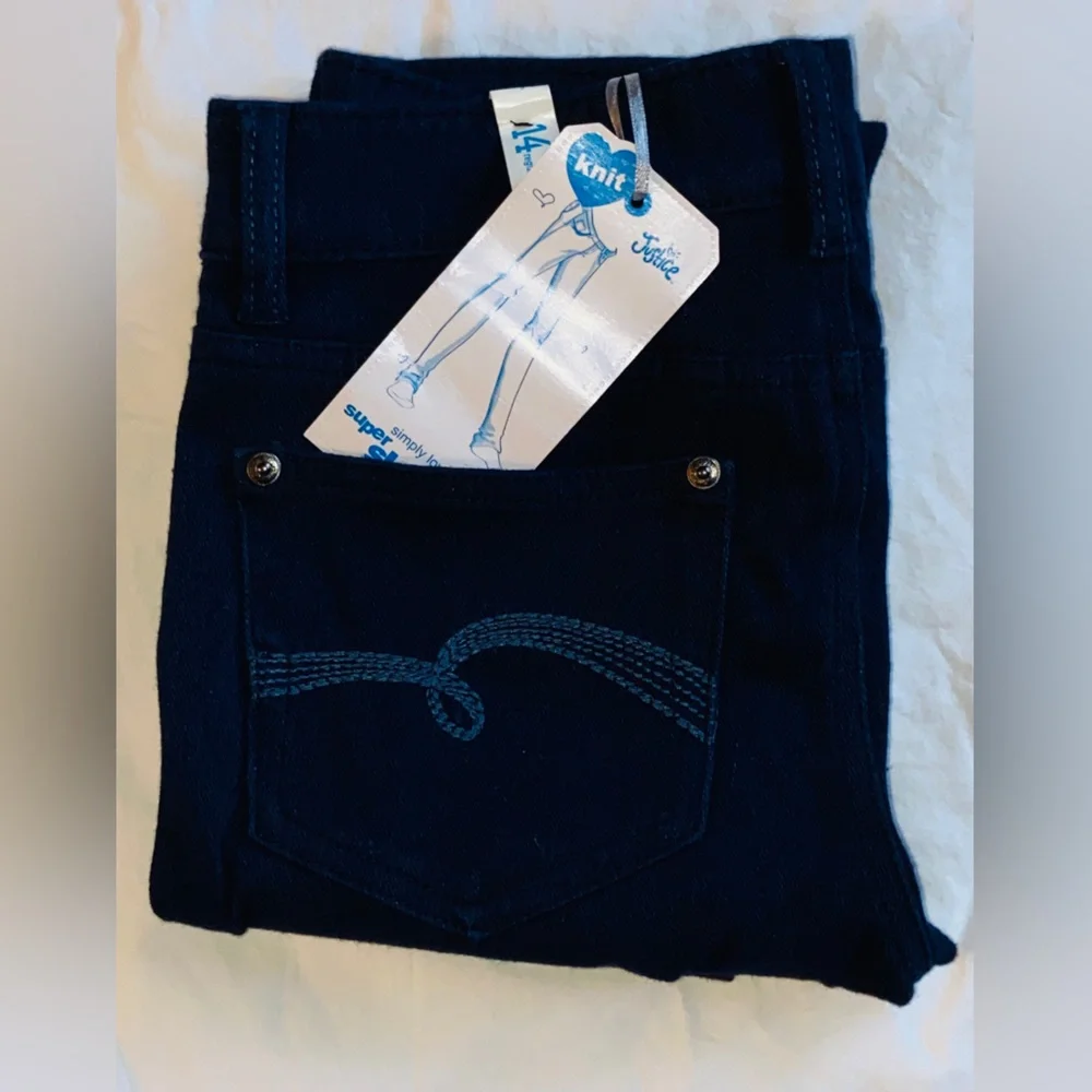 NWT Teens Jeans/Pants👖Sz-14R 2 Piece Bundle- Justice Premium Dark Blue- Unisex